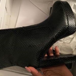 Black patent leather booties